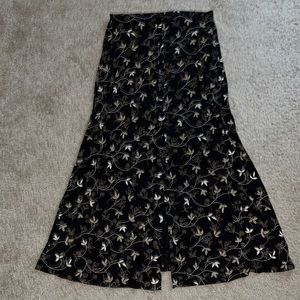 Long Flower Print Skirt
